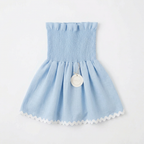 Blusa azul con ondulina blanca
