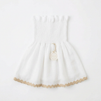 Blusa blanca con ondulina beige