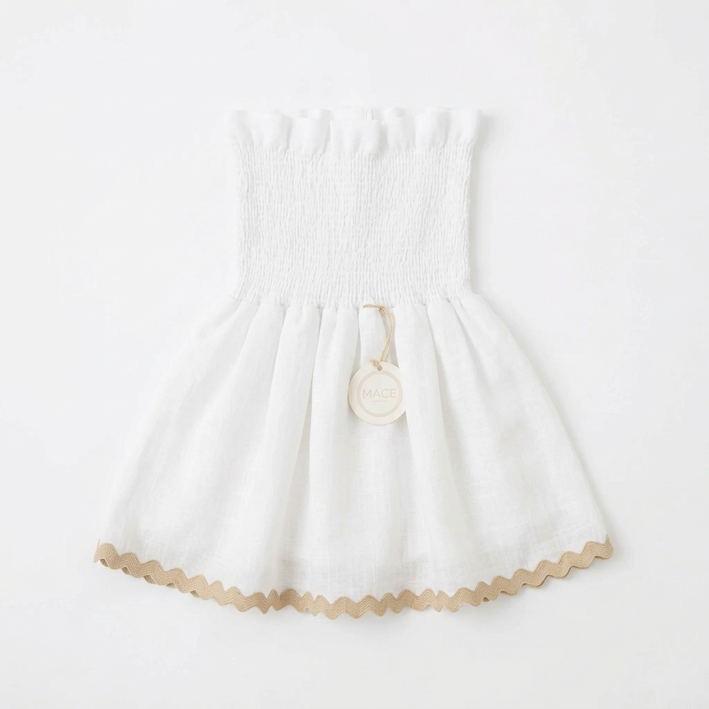 Blusa blanca con ondulina beige