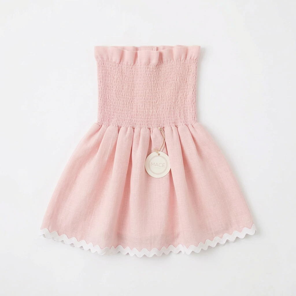 Blusa rosa pastel con ondulina blanca