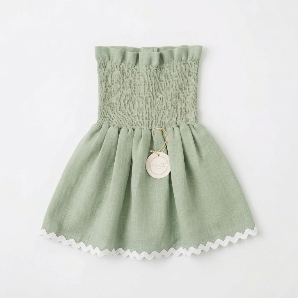 Blusa verde salvia con ondulina blanca