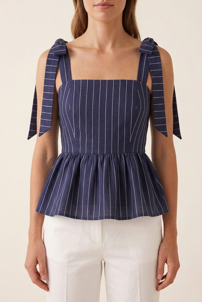 Fiori top azul marino con modelo