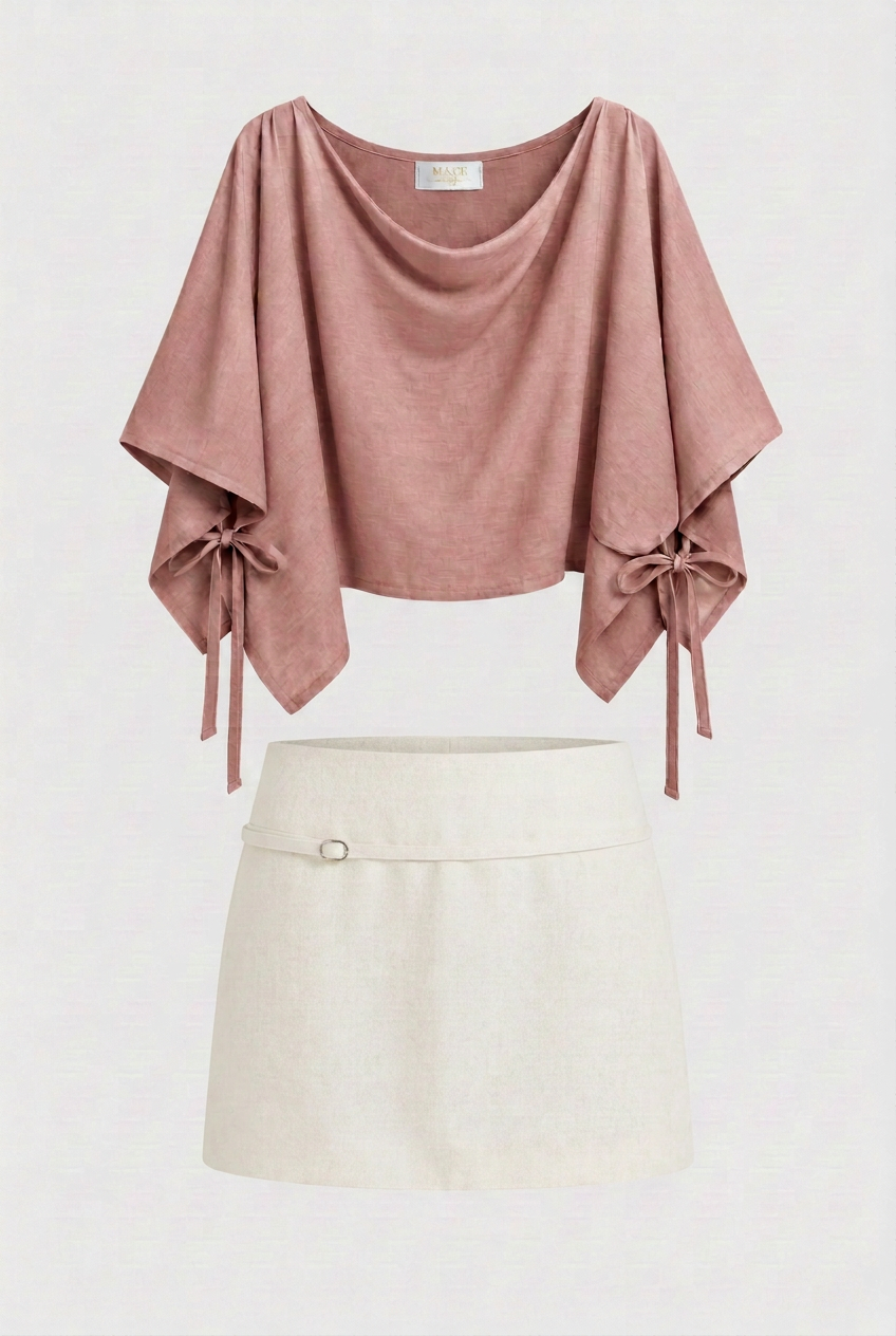 Set rosa con falda cruda