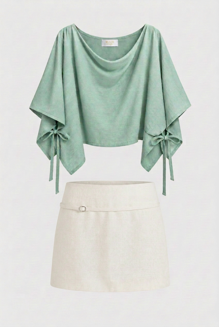 Set verde con falda cruda
